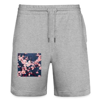 Kirschblüten gehen immer - Stanley/Stella Unisex Bio Joggingshorts Trainer  - Grau meliert - Vorne - Nik (191cm) & Marisol (170cm)