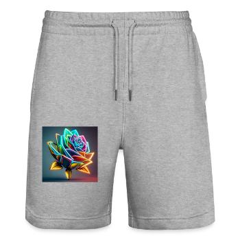 rose colorée - Short de jogging bio TRAINER Stanley/Stella unisexe - gris chiné - Devant - Nik (191cm) & Marisol (170cm)