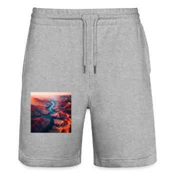 Fluss Landschaft - Stanley/Stella Unisex Bio Joggingshorts Trainer  - Grau meliert - Vorne - Nik (191cm) & Marisol (170cm)