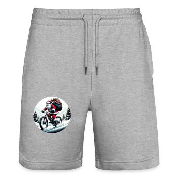 Santa Claus Downhill: Mountain Bike Adventure - Stanley/Stella Trainer Unisex Organic Jogging Shorts - heather grey - Front - Nik (191cm) & Marisol (170cm)