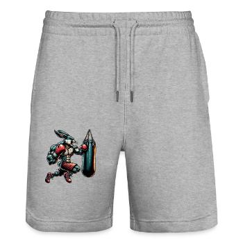 Boxing Bunny - Stanley/Stella Unisex Bio Joggingshorts Trainer  - Grau meliert - Vorne - Nik (191cm) & Marisol (170cm)