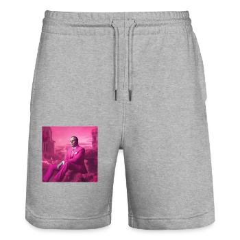 italian vaporwave 3 - Stanley/Stella Trainer Unisex Organic Jogging Shorts - heather grey - Front - Nik (191cm) & Marisol (170cm)