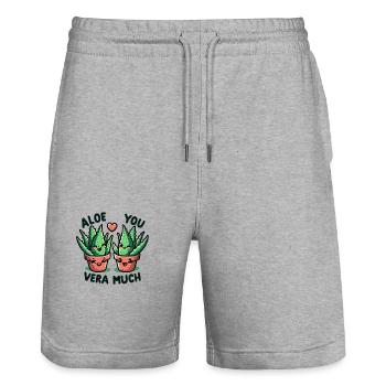 Aloe you vera much - Stanley/Stella Trainer Unisex Organic Jogging Shorts - heather grey - Front - Nik (191cm) & Marisol (170cm)