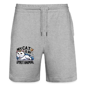 My cat is my spirit Animal - Stanley/Stella Unisex Bio Joggingshorts Trainer  - Grau meliert - Vorne - Nik (191cm) & Marisol (170cm)