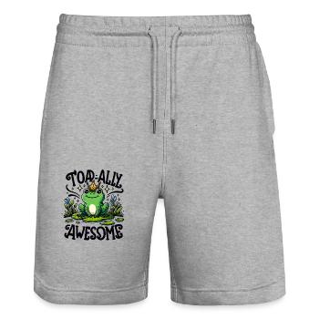 Toadally Awesome - Stanley/Stella Unisex Bio Joggingshorts Trainer  - Grau meliert - Vorne - Nik (191cm) & Marisol (170cm)