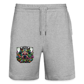 Alimenté par les plantes - Short de jogging bio TRAINER Stanley/Stella unisexe - gris chiné - Devant - Nik (191cm) & Marisol (170cm)