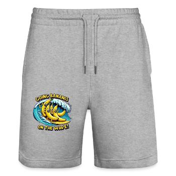 Aller bananes sur la vague - Short de jogging bio TRAINER Stanley/Stella unisexe - gris chiné - Devant - Nik (191cm) & Marisol (170cm)