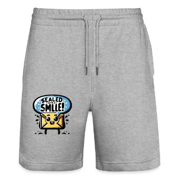 Sealed with a Smile - Stanley/Stella Unisex Bio Joggingshorts Trainer  - Grau meliert - Vorne - Nik (191cm) & Marisol (170cm)