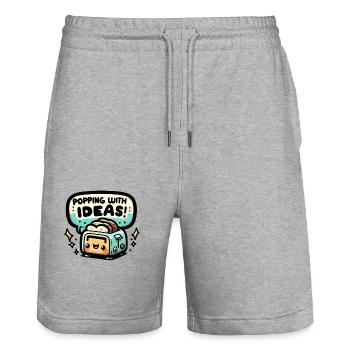 Popping With Ideas - Stanley/Stella Unisex Bio Joggingshorts Trainer  - Grau meliert - Vorne - Nik (191cm) & Marisol (170cm)