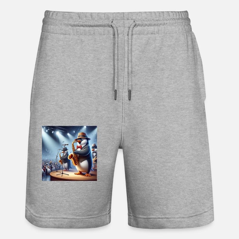 Mr Pingu - Stanley/Stella Unisex Bio Joggingshorts Trainer  - Grau meliert