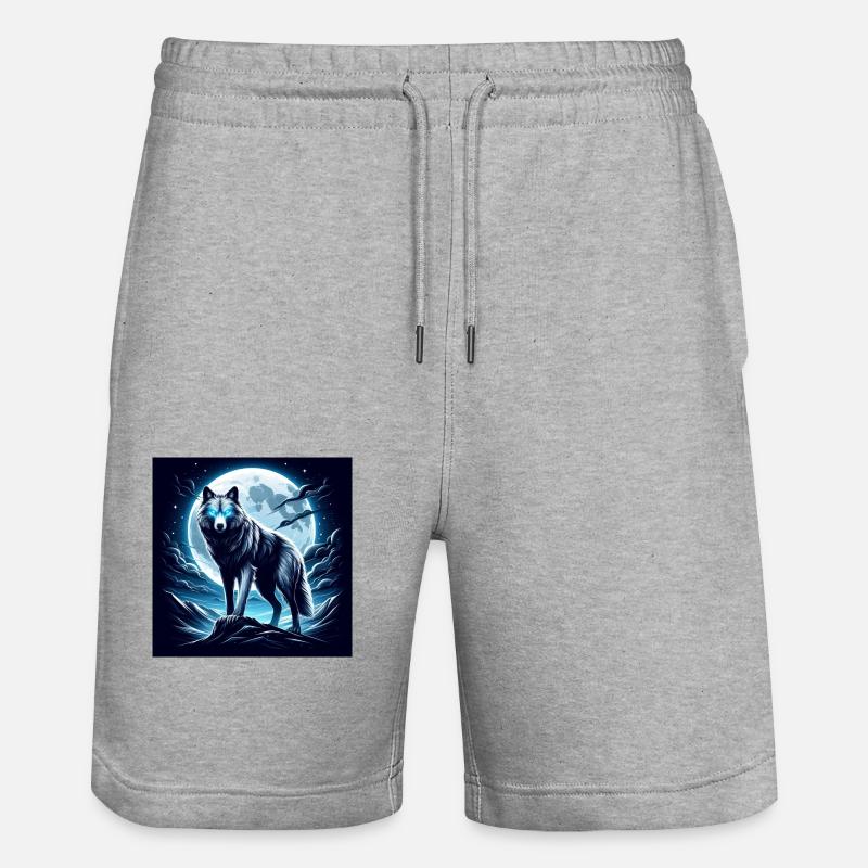 Einsamer Wolf - Stanley/Stella Unisex Bio Joggingshorts Trainer  - Grau meliert
