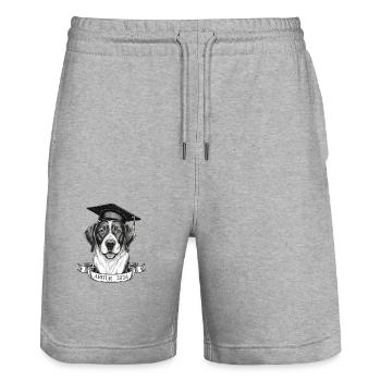 Abitur 2024 - Stanley/Stella Unisex Bio Joggingshorts Trainer  - Grau meliert - Vorne - Nik (191cm) & Marisol (170cm)