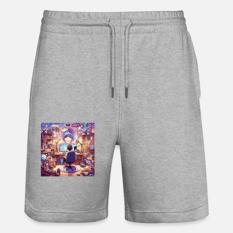 geek studio - Short de jogging bio TRAINER Stanley/Stella unisexe - gris chiné