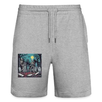 Alt Herren Treff, Freunde - Stanley/Stella Unisex Bio Joggingshorts Trainer  - Grau meliert - Vorne - Nik (191cm) & Marisol (170cm)