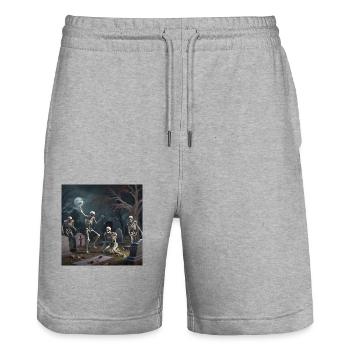 Dance Skeleton - Stanley/Stella Trainer Unisex Organic Jogging Shorts - heather grey - Front - Nik (191cm) & Marisol (170cm)