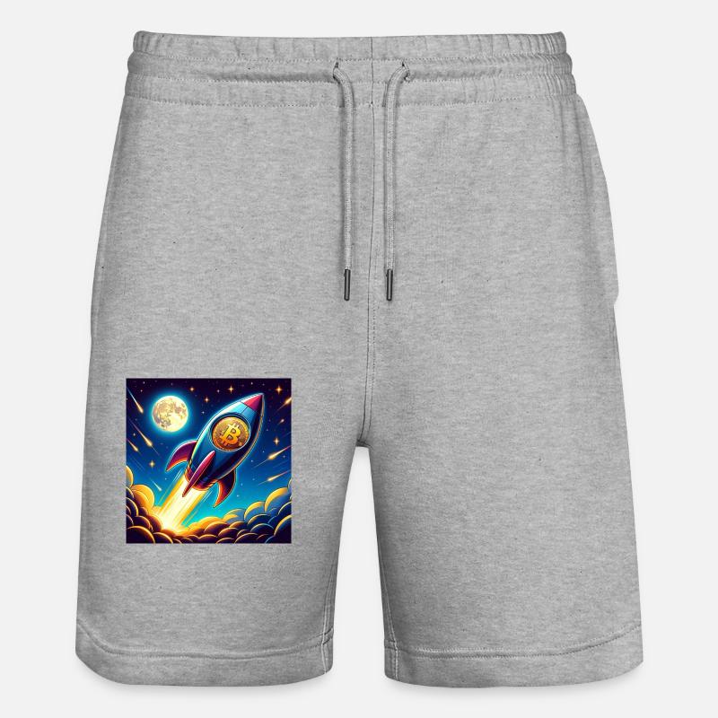 Bitcoin Moon rocket 1 - Stanley/Stella Unisex Bio Joggingshorts Trainer  - Grau meliert