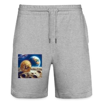 Bitcoin to the moon! - Stanley/Stella Unisex Bio Joggingshorts Trainer  - Grau meliert - Vorne - Nik (191cm) & Marisol (170cm)
