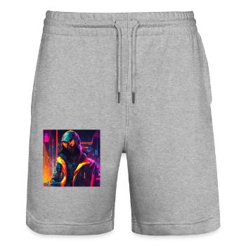 Futuristic man - Stanley/Stella Trainer Unisex Organic Jogging Shorts - heather grey - Front - Nik (191cm) & Marisol (170cm)