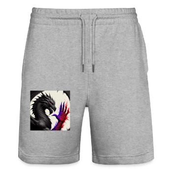 Dragon Arm Powerful Birthmark - Stanley/Stella Trainer Unisex Organic Jogging Shorts - heather grey - Front - Nik (191cm) & Marisol (170cm)
