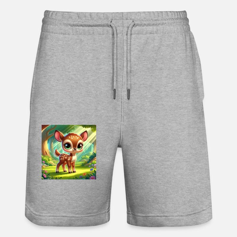 Dessin animé faon - Short de jogging bio TRAINER Stanley/Stella unisexe - gris chiné