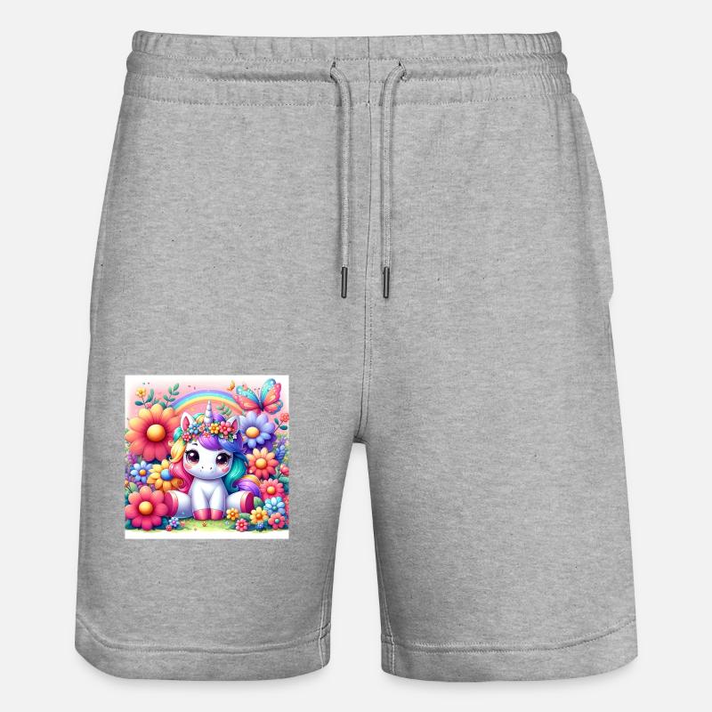 Licorne de dessin animé - Short de jogging bio TRAINER Stanley/Stella unisexe - gris chiné