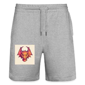 Roter Karikatur-Drache - Stanley/Stella Unisex Bio Joggingshorts Trainer  - Grau meliert - Vorne - Nik (191cm) & Marisol (170cm)