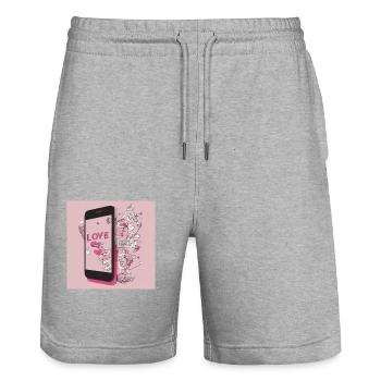 for new fashion loves - Stanley/Stella Unisex Bio Joggingshorts Trainer  - Grau meliert - Vorne - Nik (191cm) & Marisol (170cm)