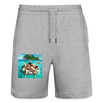 Tropische Insel - mentally I am here - Stanley/Stella Unisex Bio Joggingshorts Trainer  - Grau meliert - Vorne - Nik (191cm) & Marisol (170cm)