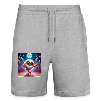 Pizza wuschle - Stanley/Stella Unisex Bio Joggingshorts Trainer  - Grau meliert - Vorne - Nik (191cm) & Marisol (170cm)
