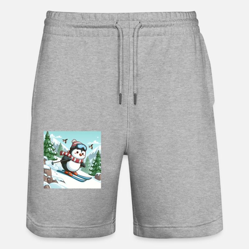 Pingouin de ski - Short de jogging bio TRAINER Stanley/Stella unisexe - gris chiné