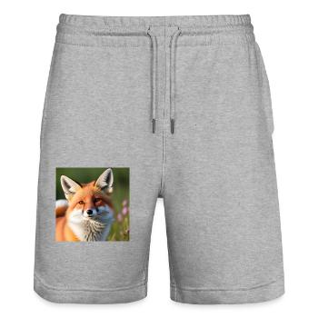 schlauer Fuchs - Stanley/Stella Unisex Bio Joggingshorts Trainer  - Grau meliert - Vorne - Nik (191cm) & Marisol (170cm)