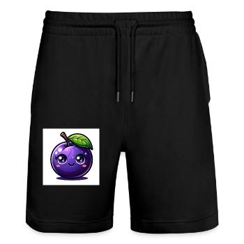 Violet prune - Short de jogging bio TRAINER Stanley/Stella unisexe - noir - Devant - Nik (191cm) & Marisol (170cm)