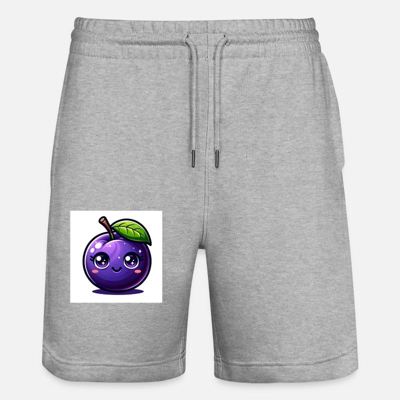 Pflaume lila - Stanley/Stella Unisex Bio Joggingshorts Trainer  - Grau meliert