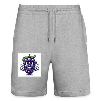 Grapes - Stanley/Stella Trainer Unisex Organic Jogging Shorts - heather grey - Front - Nik (191cm) & Marisol (170cm)