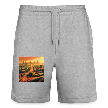Los Angeles - Stanley/Stella Unisex Bio Joggingshorts Trainer  - Grau meliert - Vorne - Nik (191cm) & Marisol (170cm)