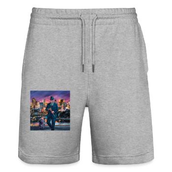 LA GANSTA - Stanley/Stella Unisex Bio Joggingshorts Trainer  - Grau meliert - Vorne - Nik (191cm) & Marisol (170cm)