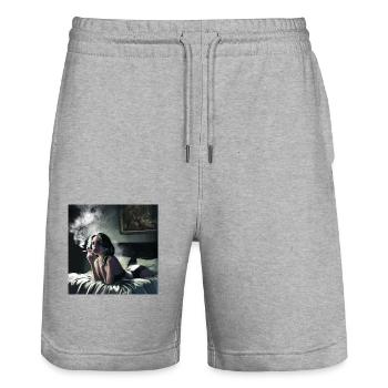 Smooking Woman - Stanley/Stella Unisex Bio Joggingshorts Trainer  - Grau meliert - Vorne - Nik (191cm) & Marisol (170cm)