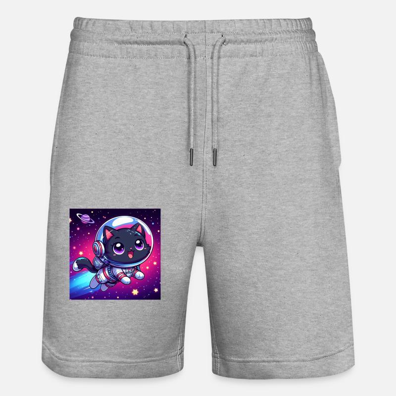 Space Kitty heureux dans l’espace - Short de jogging bio TRAINER Stanley/Stella unisexe - gris chiné