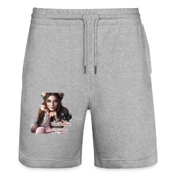 Unikathies KI - Stanley/Stella Unisex Bio Joggingshorts Trainer  - Grau meliert - Vorne - Nik (191cm) & Marisol (170cm)