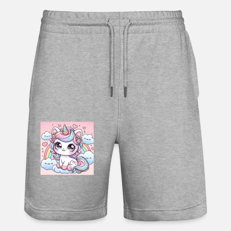 chat arc en ciel - Short de jogging bio TRAINER Stanley/Stella unisexe - gris chiné