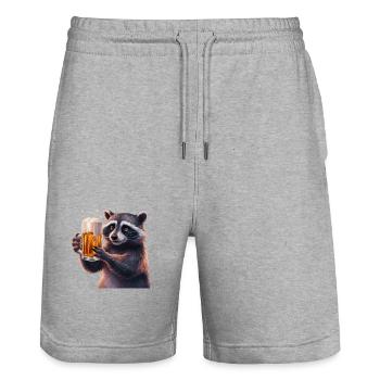 Waschbär Bier Geschenk - Stanley/Stella Unisex Bio Joggingshorts Trainer  - Grau meliert - Vorne - Nik (191cm) & Marisol (170cm)