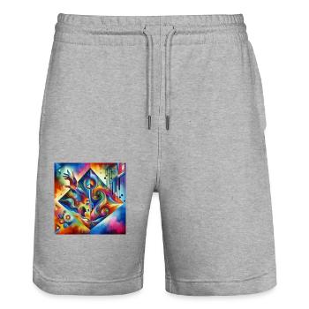 Key - Stanley/Stella Trainer Unisex Organic Jogging Shorts - heather grey - Front - Nik (191cm) & Marisol (170cm)