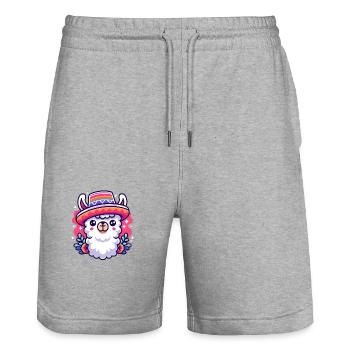 No Drama Lama - Stanley/Stella Unisex Bio Joggingshorts Trainer  - Grau meliert - Vorne - Nik (191cm) & Marisol (170cm)