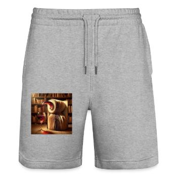 Beech and wine - Stanley/Stella Trainer Unisex Organic Jogging Shorts - heather grey - Front - Nik (191cm) & Marisol (170cm)