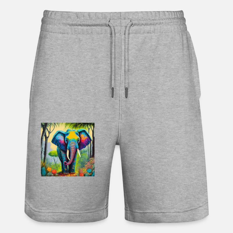 Éléphant dans la jungle - Short de jogging bio TRAINER Stanley/Stella unisexe - gris chiné