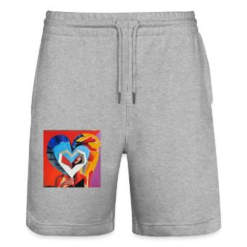 Akuku - Stanley/Stella Trainer Unisex Organic Jogging Shorts - heather grey - Front - Nik (191cm) & Marisol (170cm)