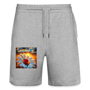 Ladybug and Flower - Stanley/Stella Trainer Unisex Organic Jogging Shorts - heather grey - Front - Nik (191cm) & Marisol (170cm)