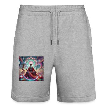 psyguru - Stanley/Stella Unisex Bio Joggingshorts Trainer  - Grau meliert - Vorne - Nik (191cm) & Marisol (170cm)