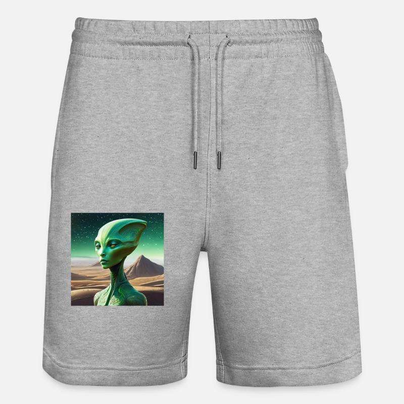 Alien vert - Short de jogging bio TRAINER Stanley/Stella unisexe - gris chiné