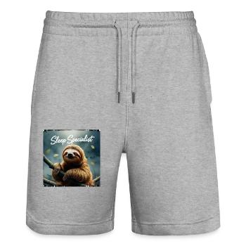 Sleep Specialist - Stanley/Stella Trainer Unisex Organic Jogging Shorts - heather grey - Front - Nik (191cm) & Marisol (170cm)